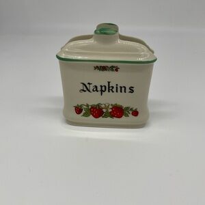 1970s Vintage Strawberry Ceramic Crème Chic Napkin Holder Japan